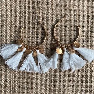 Gold tassel hoop earrings